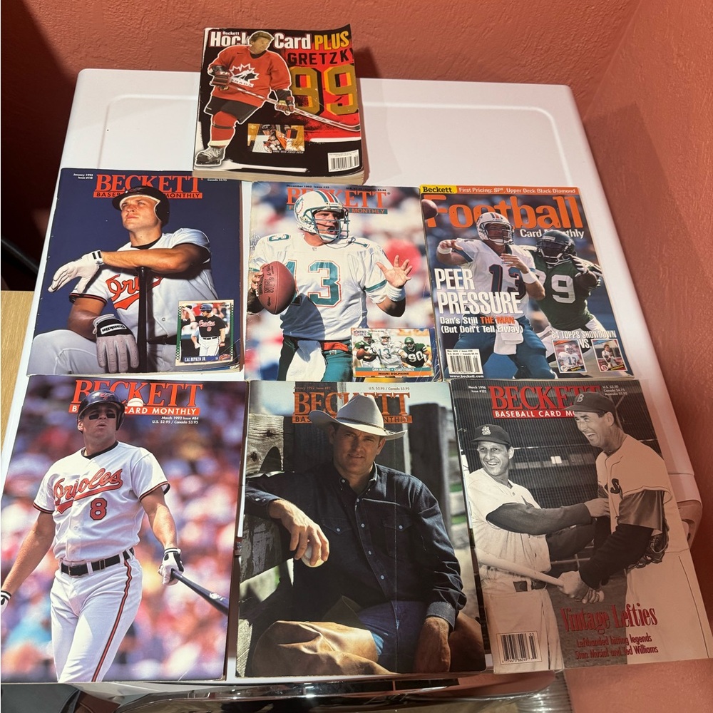 7 Assorted Beckett Sports Magazines.  Titles in Description.   Sold as lot